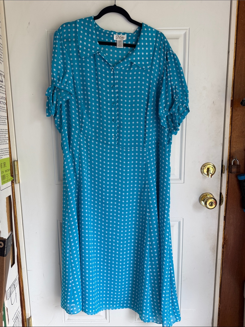 Blue Polka Dot Midi Dress by Cuddl Duds